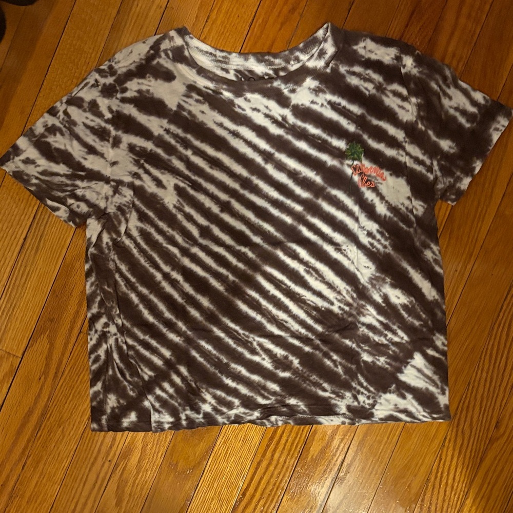LOFT Womens Brown and White Tie-Dye Tee